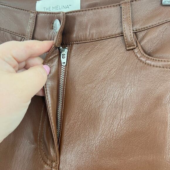 Aritzia Wilfred The Melina Pants Cropped Vegan Leather Cognac Brown Size 00 - Picture 6 of 13